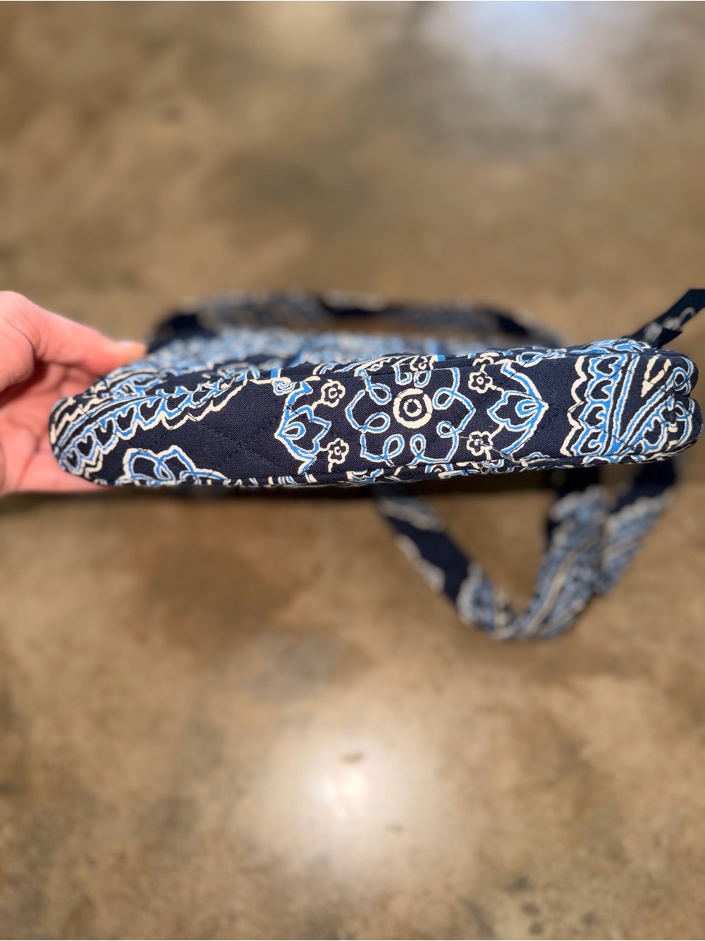Vera Bradley RFID Little Hipster Navy Paisley Quilted Crossbody Bag - Picture 7 of 10